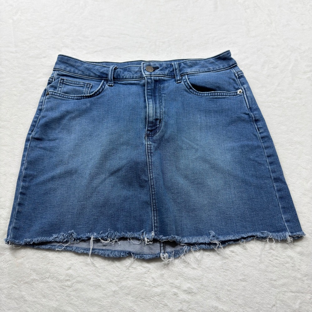 Calvin‎ Klein Jeans Denim Mini Skirt Womens 10 Blue Excellent Raw Hem J20J208631